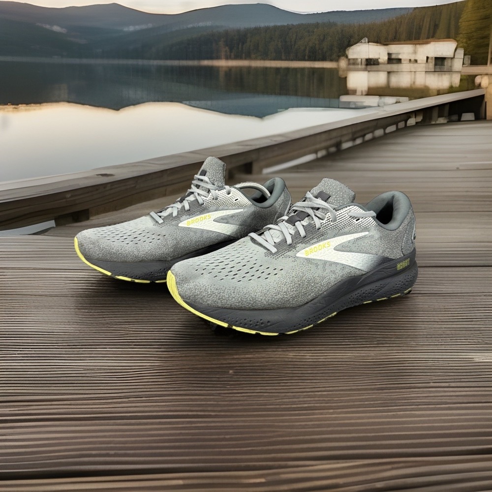 Brooks Ghost 16 Running Shoes Primer Gray Lime 1104181D040 Men's Size 14 D